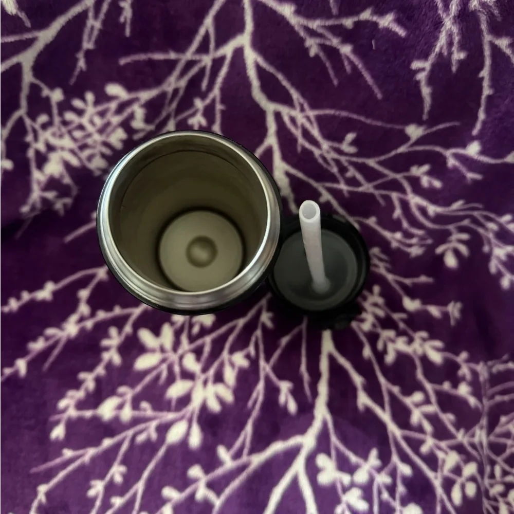 Pottery barn Floral Black and pink Thermos